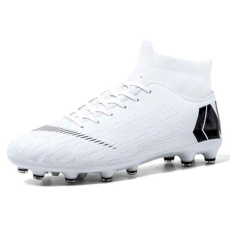Men Cleats Football Boots High Top Soccer Sneakers Turf Futsal Outdoor Fashion White Sport Shoes - Allen-Fitness