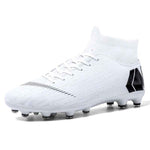 Men Cleats Football Boots High Top Soccer Sneakers Turf Futsal Outdoor Fashion White Sport Shoes - Allen-Fitness