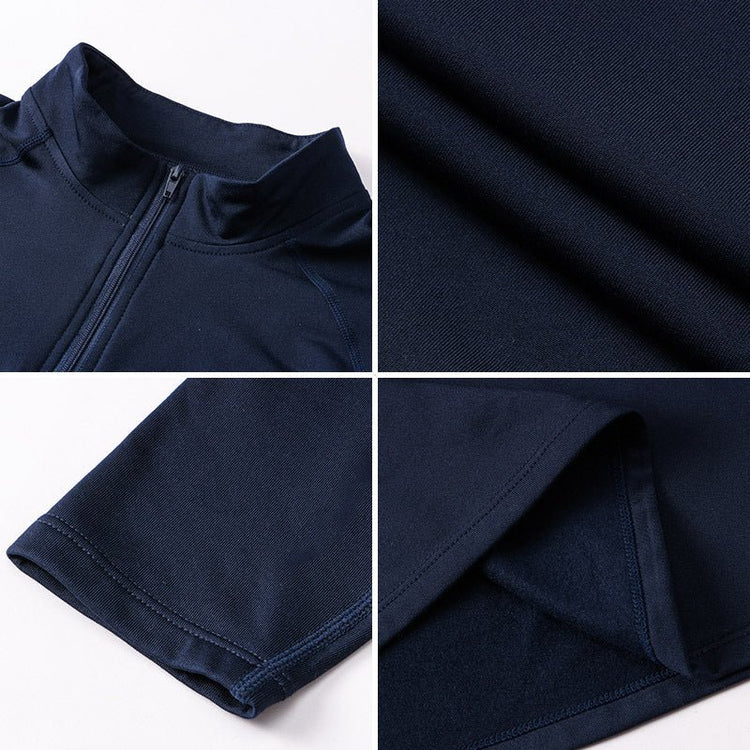 Men's Autumn and Winter Fleece-lined Fitness Clothes High-elastic Tight-fitting Sports Basketball Running Training Long-sleeved Half-zipper Collar Sweater - Premium Fitness & Activewear