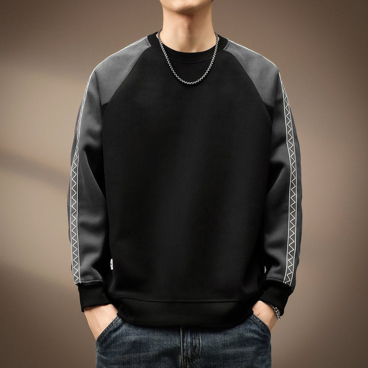 Men's Casual Color-Block Long Sleeve Crew Neck Sweatshirt - Premium Fitness & Activewear for Men & Women|UK