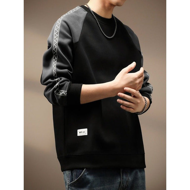 Men's Casual Color-Block Long Sleeve Crew Neck Sweatshirt - Premium Fitness & Activewear for Men & Women|UK