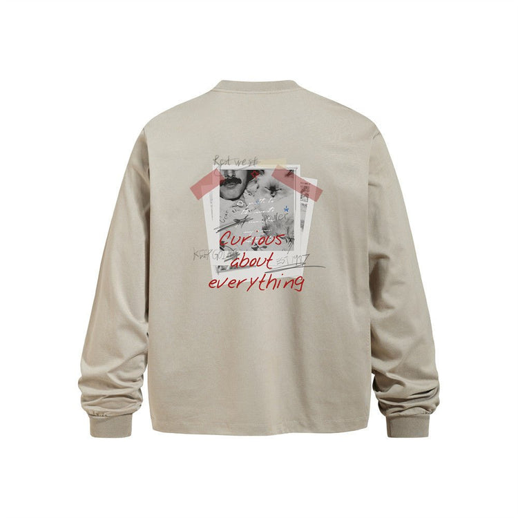 Men's Casual Hand-Painted Graffiti Portrait Print Long Sleeve Crew Neck T-Shirt - Premium Fitness & Activewear