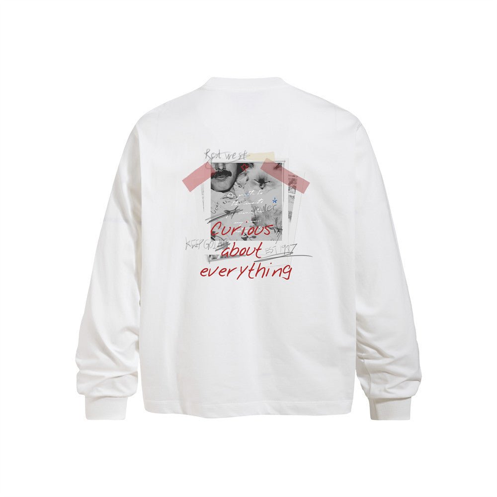 Men's Casual Hand-Painted Graffiti Portrait Print Long Sleeve Crew Neck T-Shirt - Premium Fitness & Activewear