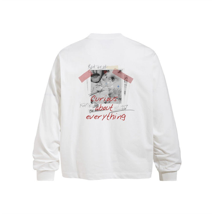 Men's Casual Hand-Painted Graffiti Portrait Print Long Sleeve Crew Neck T-Shirt - Premium Fitness & Activewear