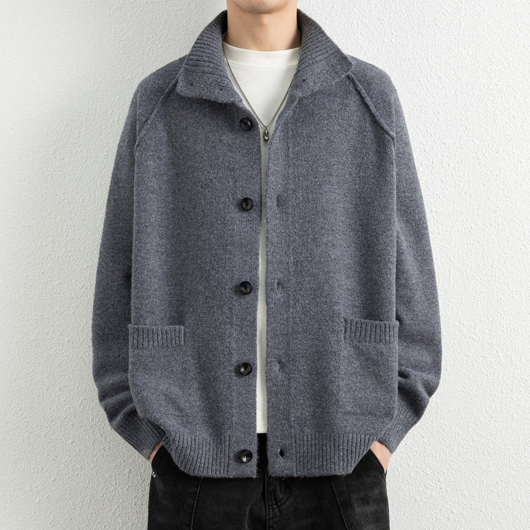 Men's Casual Knit Cardigan Stand Collar Loose Fit Warm Sweater Top - Premium Fitness & Activewear for Men & Women|UK