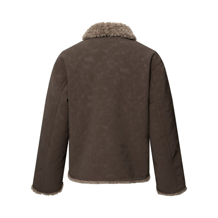 Men's Casual Street Style Turn-Down Collar Loose Fit Reversible Teddy Fur Cotton Jacket - Premium Fitness & Activewear
