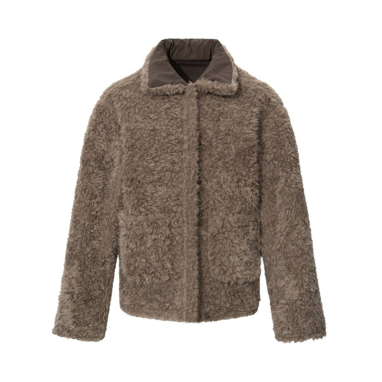 Men's Casual Street Style Turn-Down Collar Loose Fit Reversible Teddy Fur Cotton Jacket - Premium Fitness & Activewear