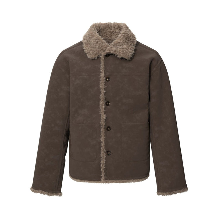 Men's Casual Street Style Turn-Down Collar Loose Fit Reversible Teddy Fur Cotton Jacket - Premium Fitness & Activewear