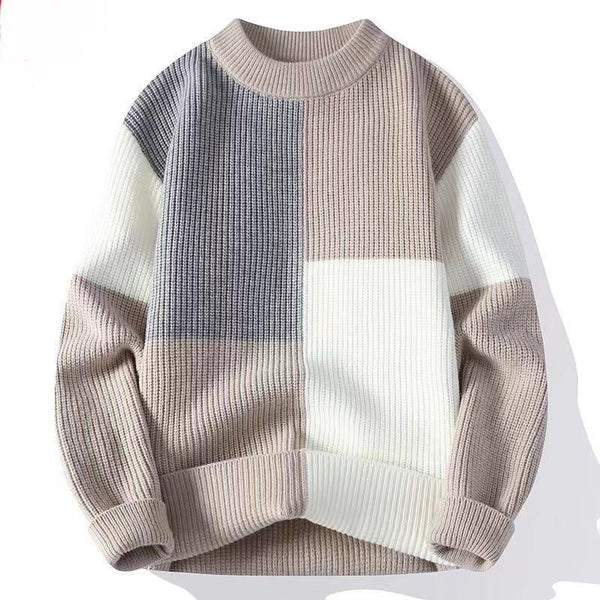 Men's Color Block Long Sleeve Crew Neck Relaxed Fit  Knit Sweater