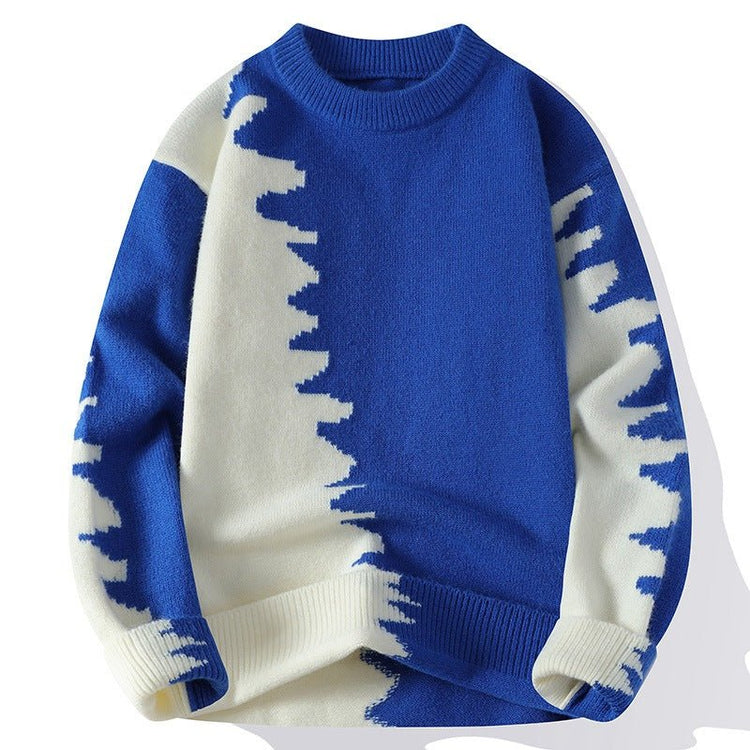 Men's Color Block Long Sleeve Round Neck Knit Sweater - Premium Fitness & Activewear for Men & Women|UK