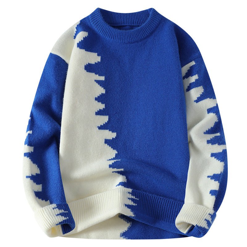 Men's Color Block Long Sleeve Round Neck Knit Sweater - Premium Fitness & Activewear for Men & Women|UK