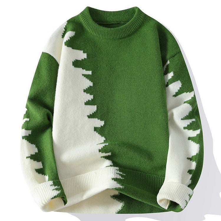Men's Color Block Long Sleeve Round Neck Knit Sweater - Premium Fitness & Activewear for Men & Women|UK