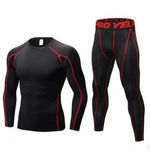 Men's Compression Running Suit Set - Long-sleeve Shirt & Pants for Fitness Training Activewear - Allen-Fitness