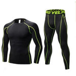 Men's Compression Running Suit Set - Long-sleeve Shirt & Pants for Fitness Training Activewear - Allen-Fitness