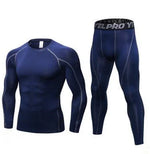 Men's Compression Running Suit Set - Long-sleeve Shirt & Pants for Fitness Training Activewear - Allen-Fitness