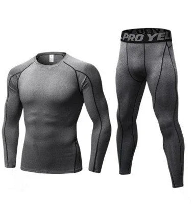 Men's Compression Running Suit Set - Long-sleeve Shirt & Pants for Fitness Training Activewear - Allen-Fitness