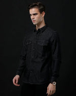 Men's Denim Casual Shirt - Slim Fit Full Sleeve Washed Shirt by Temple Of Denim - Allen-Fitness