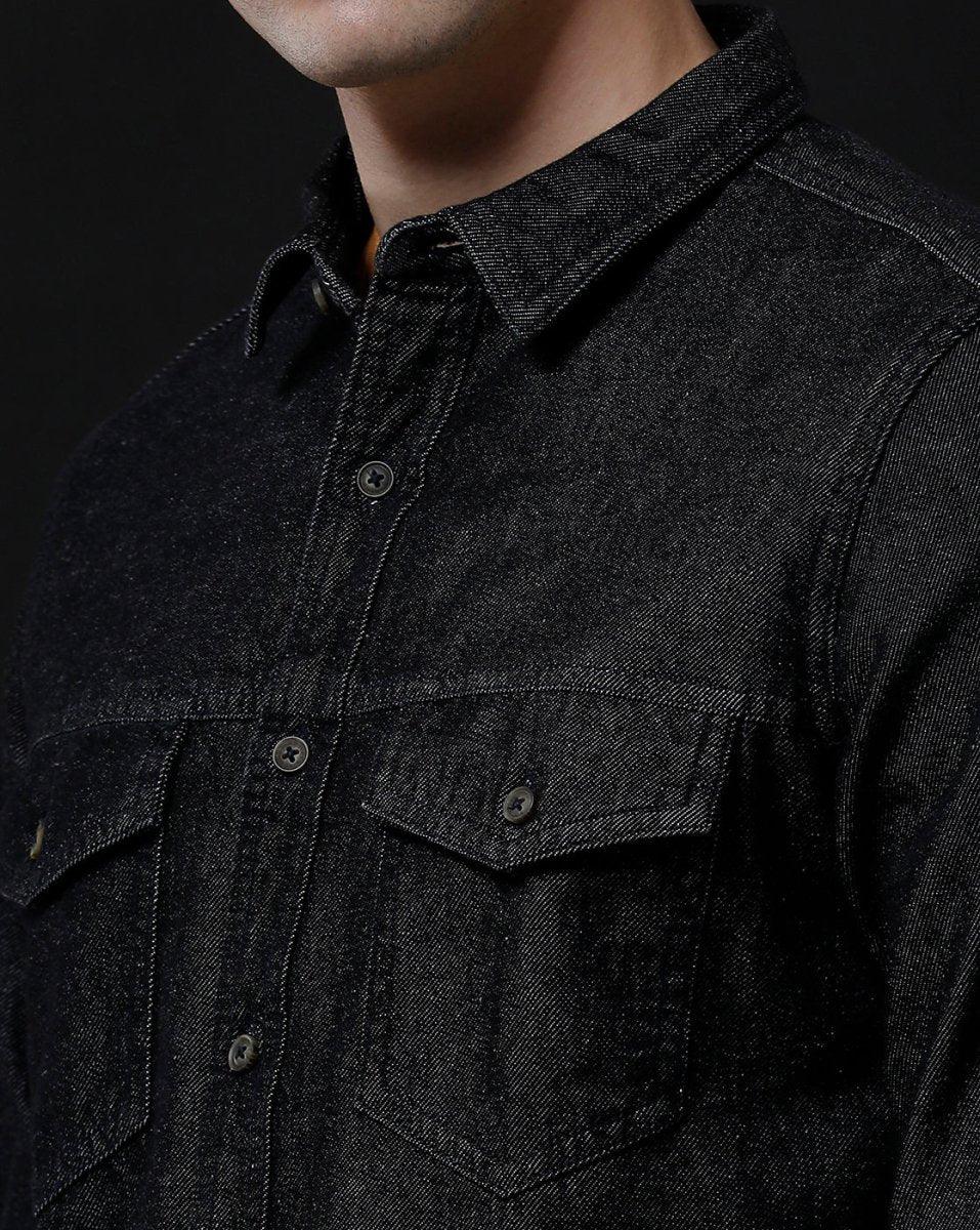 Men's Denim Casual Shirt - Slim Fit Full Sleeve Washed Shirt by Temple Of Denim - Allen-Fitness