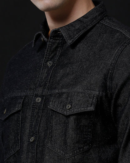 Men's Denim Casual Shirt - Slim Fit Full Sleeve Washed Shirt by Temple Of Denim - Allen - Fitness