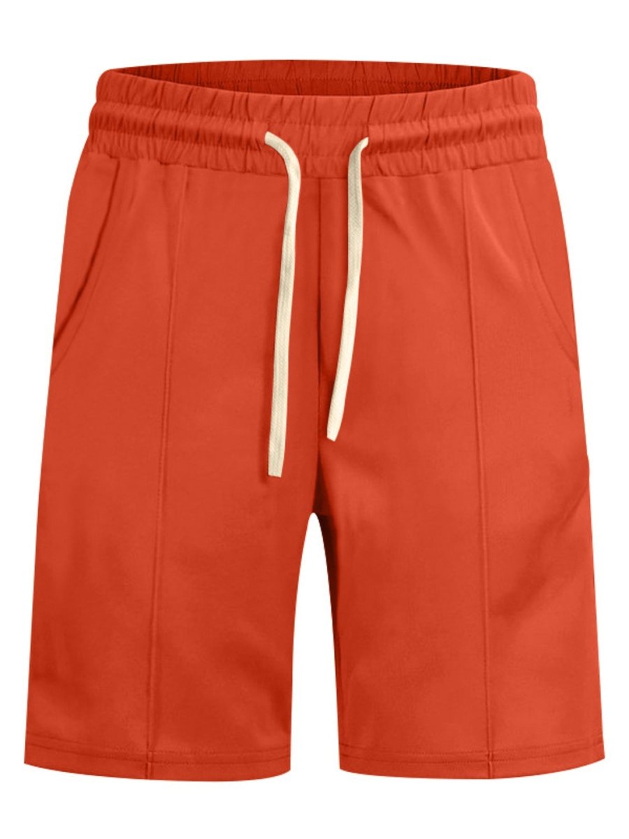 Red shorts with a white drawstring on a white background