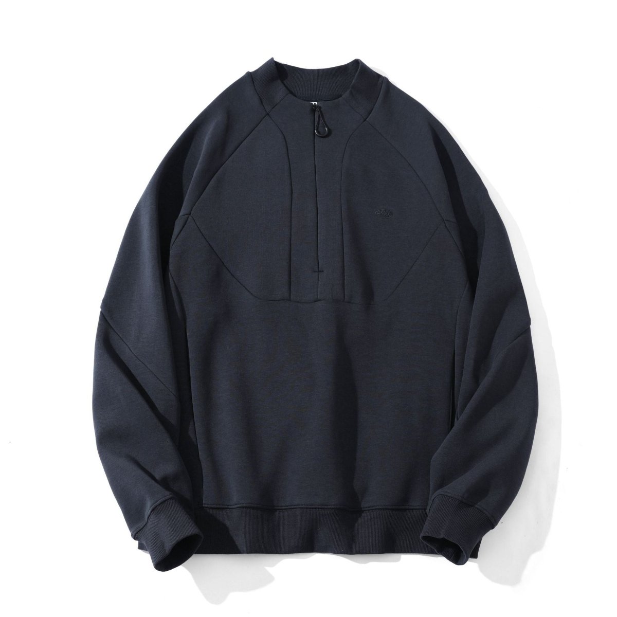 Men's heavyweight half zip sweatshirt relaxed fit navy