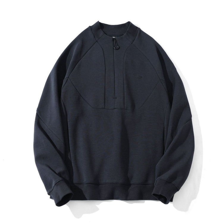 Men's heavyweight half zip sweatshirt relaxed fit navy