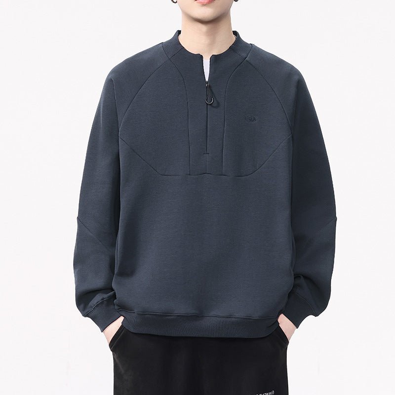 Men's Heavyweight Half Zip Crewneck Sweatshirt Loose Fit Casual Top - Premium Fitness & Activewear