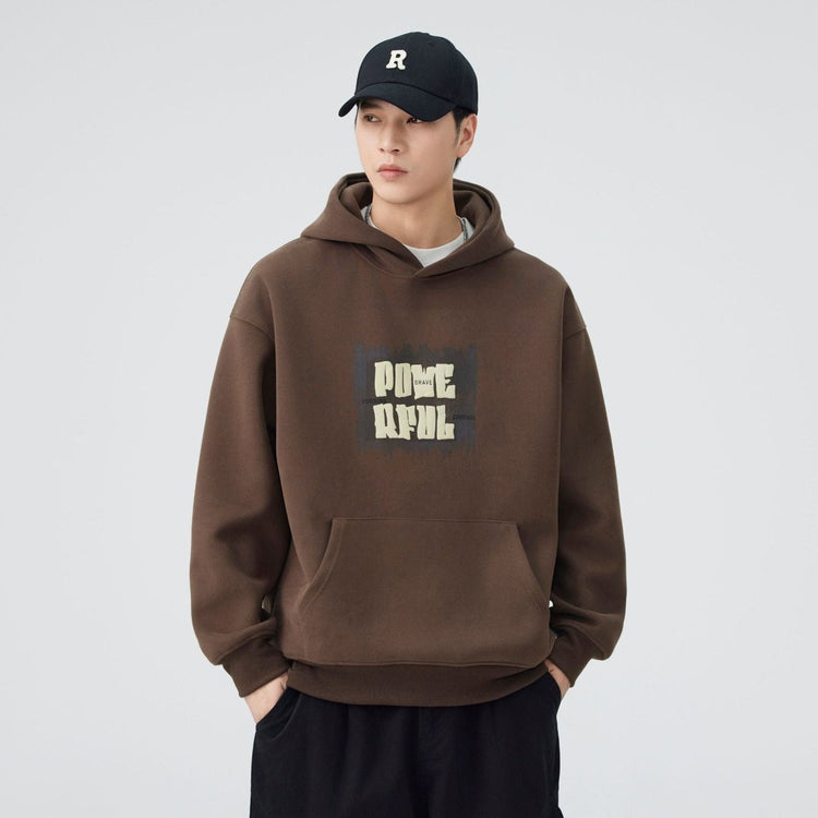 Men's Heavyweight Hooded Sweatshirt Loose Long Sleeve Graphic Print Top - Premium Fitness & Activewear for Men & Women|UK