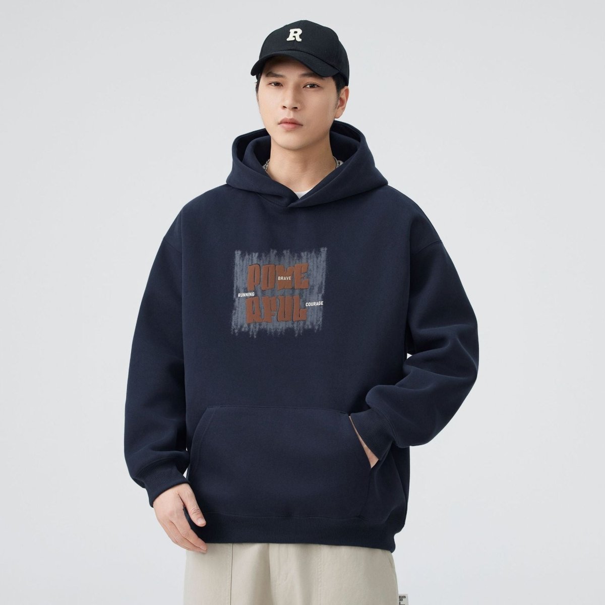 Men's Heavyweight Hooded Sweatshirt Loose Long Sleeve Graphic Print Top - Premium Fitness & Activewear for Men & Women|UK