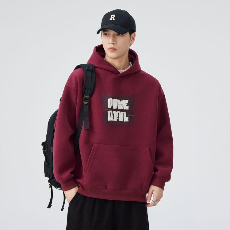 Men's Heavyweight Hooded Sweatshirt Loose Long Sleeve Graphic Print Top - Premium Fitness & Activewear for Men & Women|UK