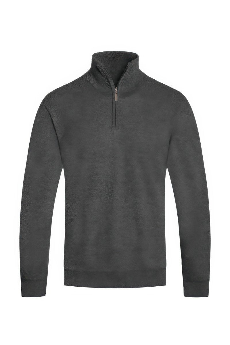 Dark gray zip-up sweatshirt on a white background
