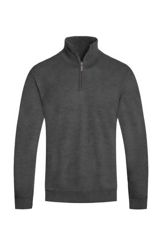 Dark gray zip-up sweatshirt on a white background