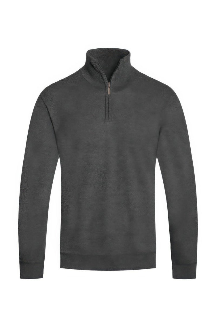 Dark gray zip-up sweatshirt on a white background