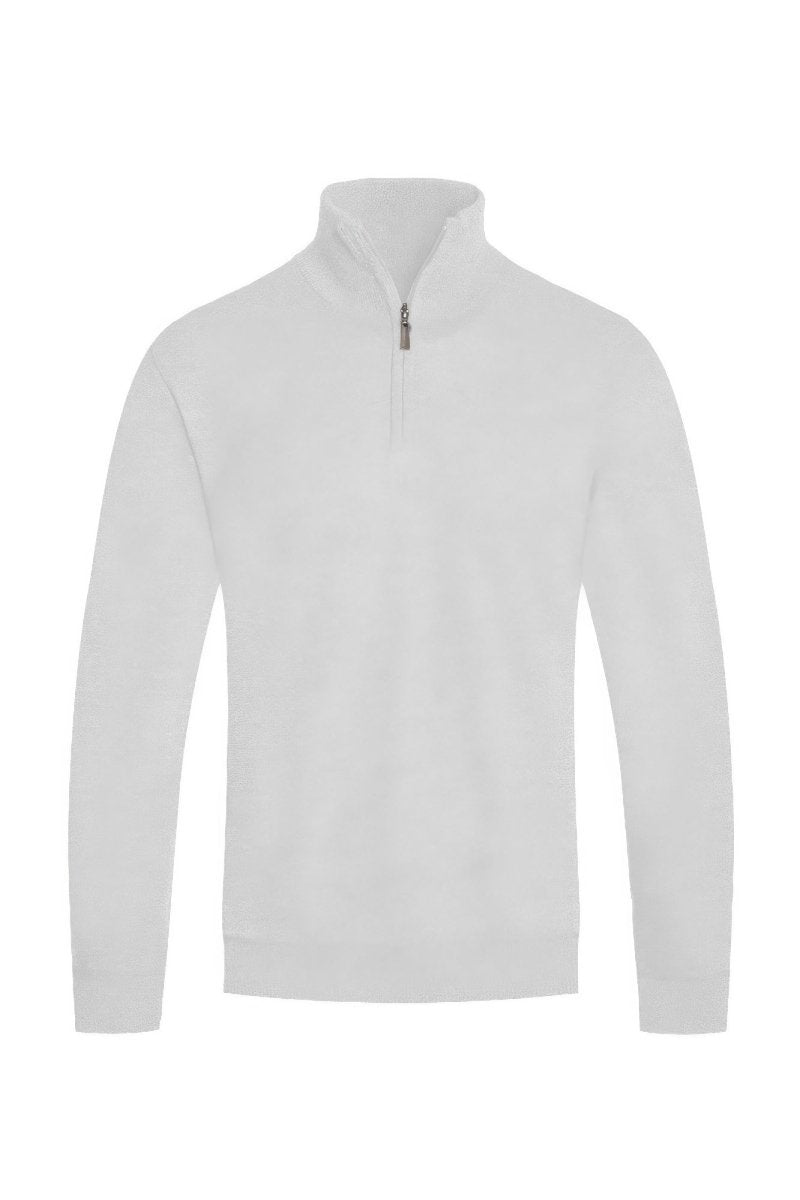 White half-zip sweater on a white background