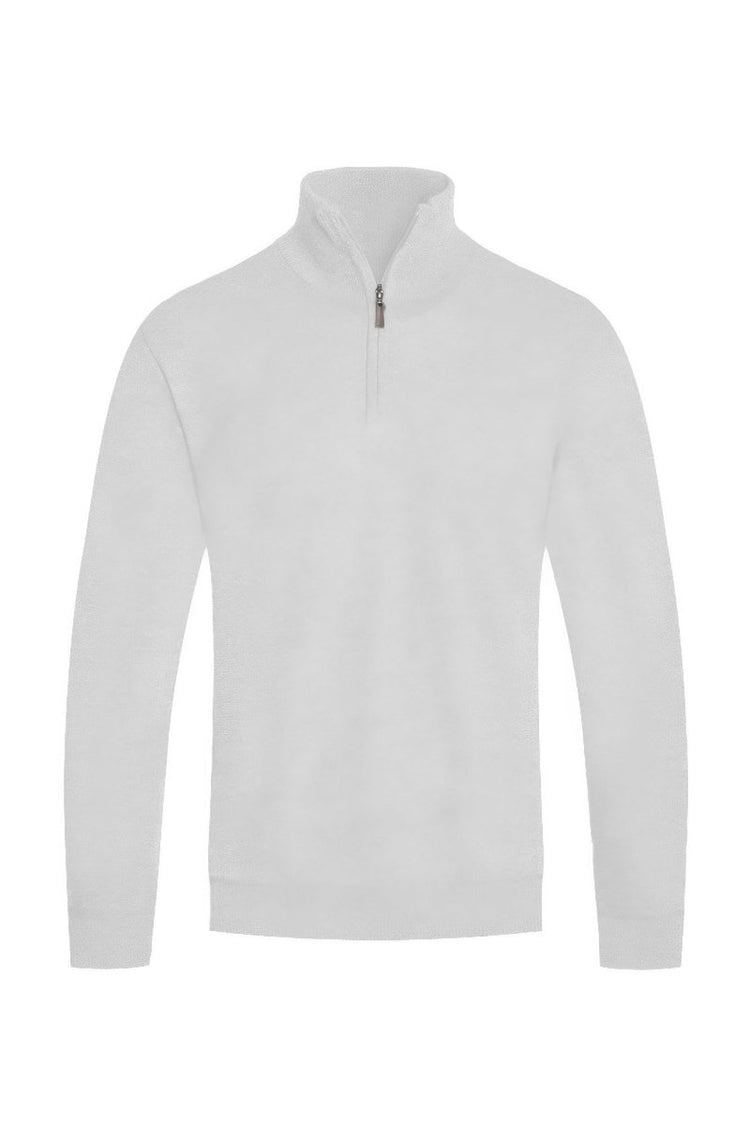 White half-zip sweater on a white background