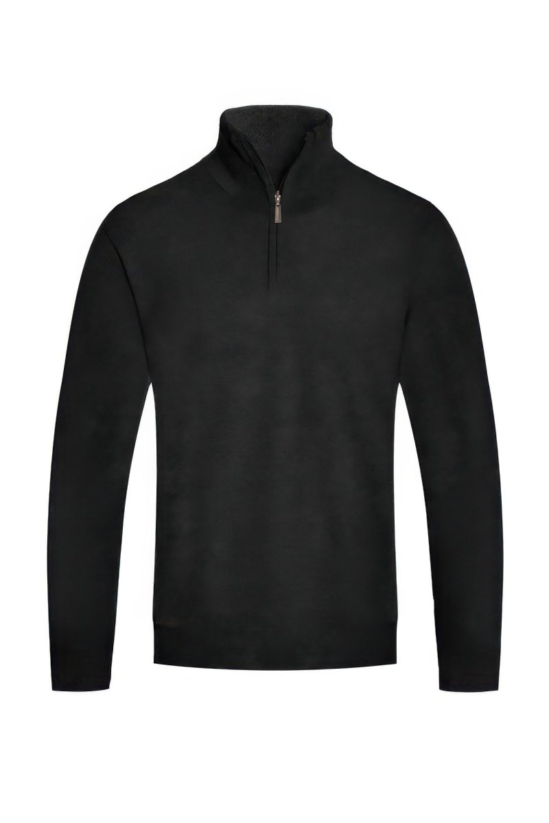 Dark gray long-sleeve pullover with a quarter zip on a white background