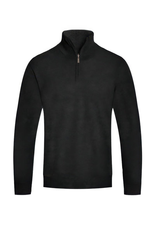 Dark gray long-sleeve pullover with a quarter zip on a white background