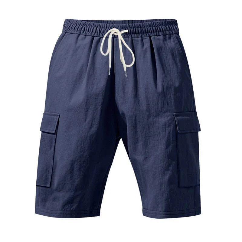 Men's Linen Casual Shorts - Air-Permeable, Multi-Pocket, Loose Fit Beachwear for Summer - Allen-Fitness