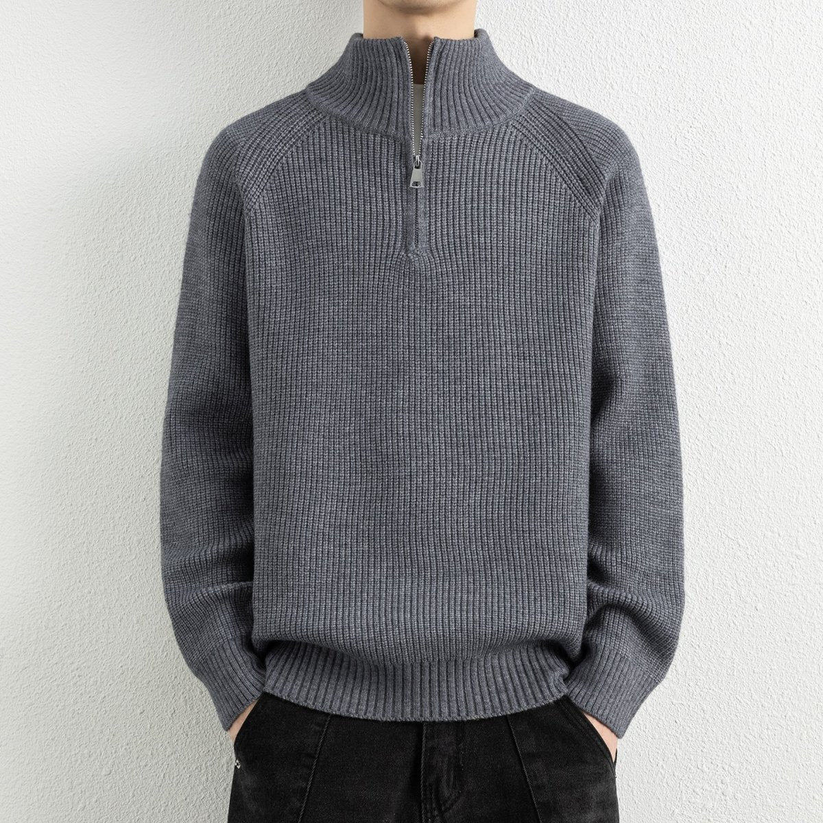 Men's Long Sleeve Half Turtleneck Knit Sweater - Premium Fitness & Activewear for Men & Women|UK