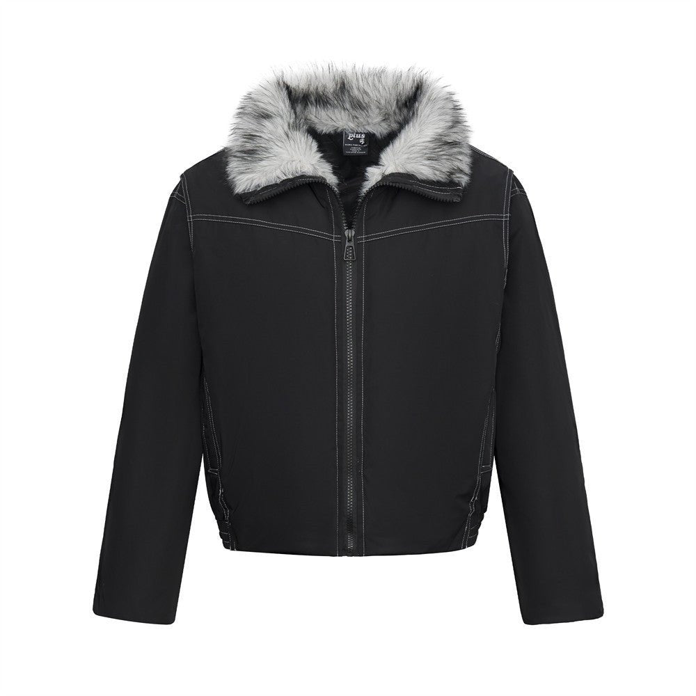Men's Loose Fit Quilted Fur Collar Cotton Jacket Sport Casual Workwear Coat - Premium Fitness & Activewear