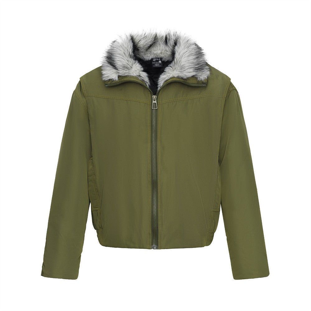 Men's Loose Fit Quilted Fur Collar Cotton Jacket Sport Casual Workwear Coat - Premium Fitness & Activewear