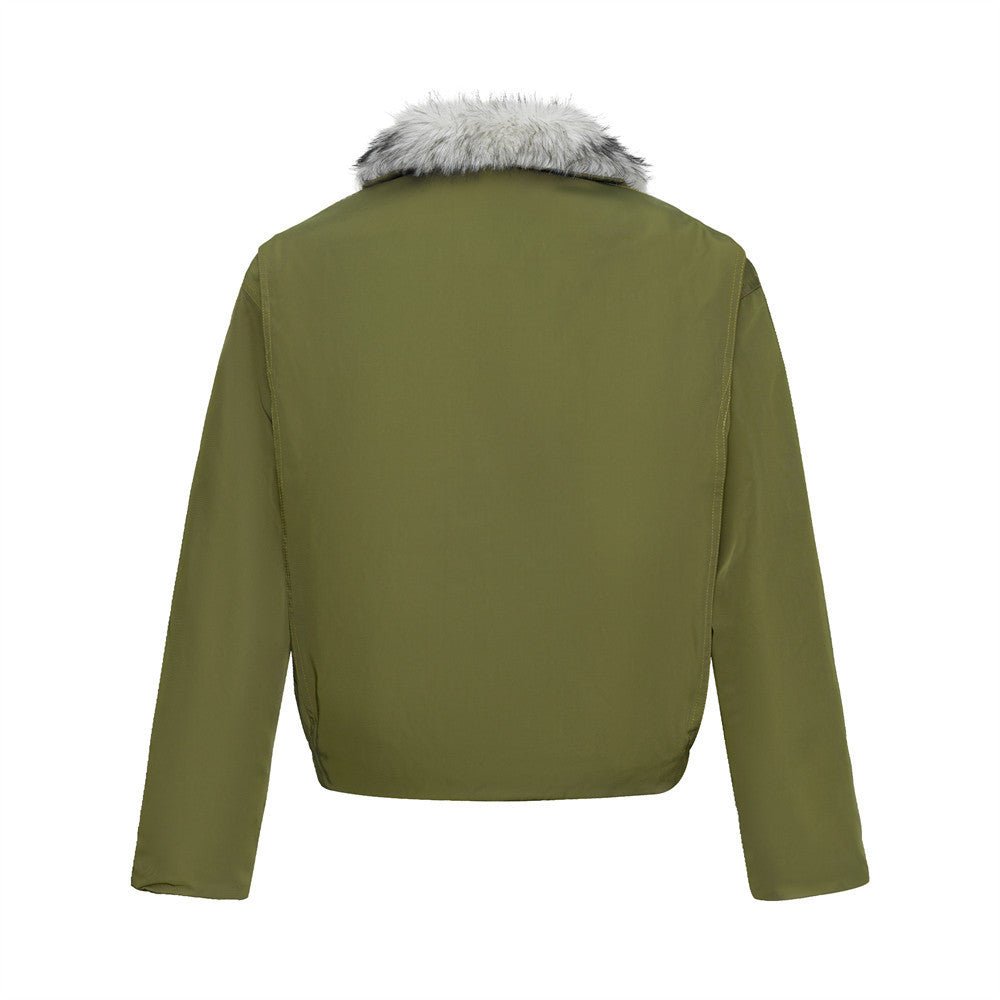 Men's Loose Fit Quilted Fur Collar Cotton Jacket Sport Casual Workwear Coat - Premium Fitness & Activewear