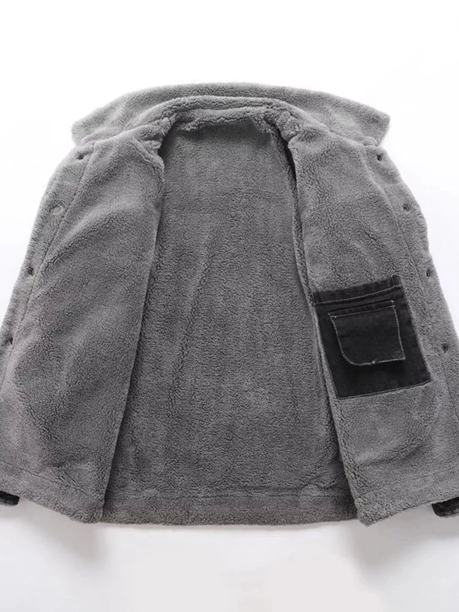 Men's Plus Size Button Up Sherpa Lined Denim Jacket - Allen Fitness | Running Shoes, Leggings & Activewear UK