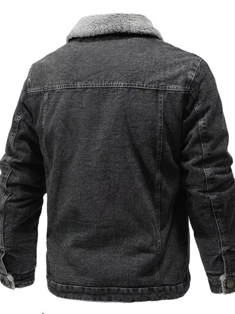 Men's Plus Size Button Up Sherpa Lined Denim Jacket - Allen Fitness | Running Shoes, Leggings & Activewear UK