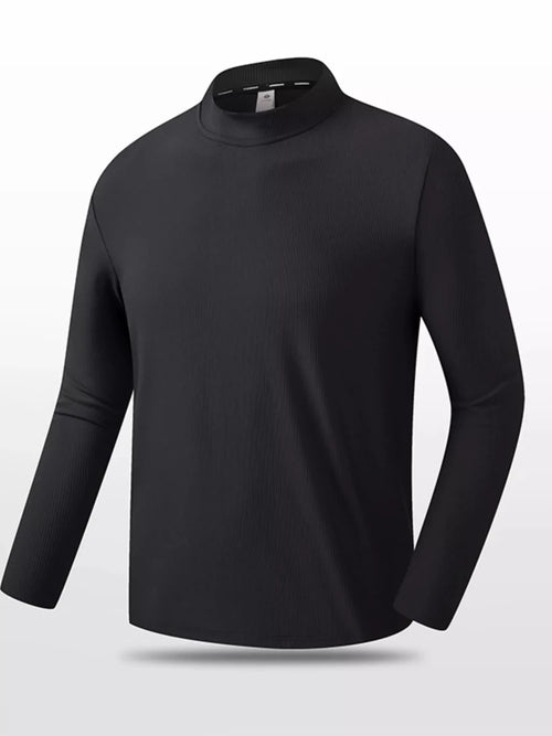 Men's Plus Size Mock Neck Long Sleeve Active T-Shirt