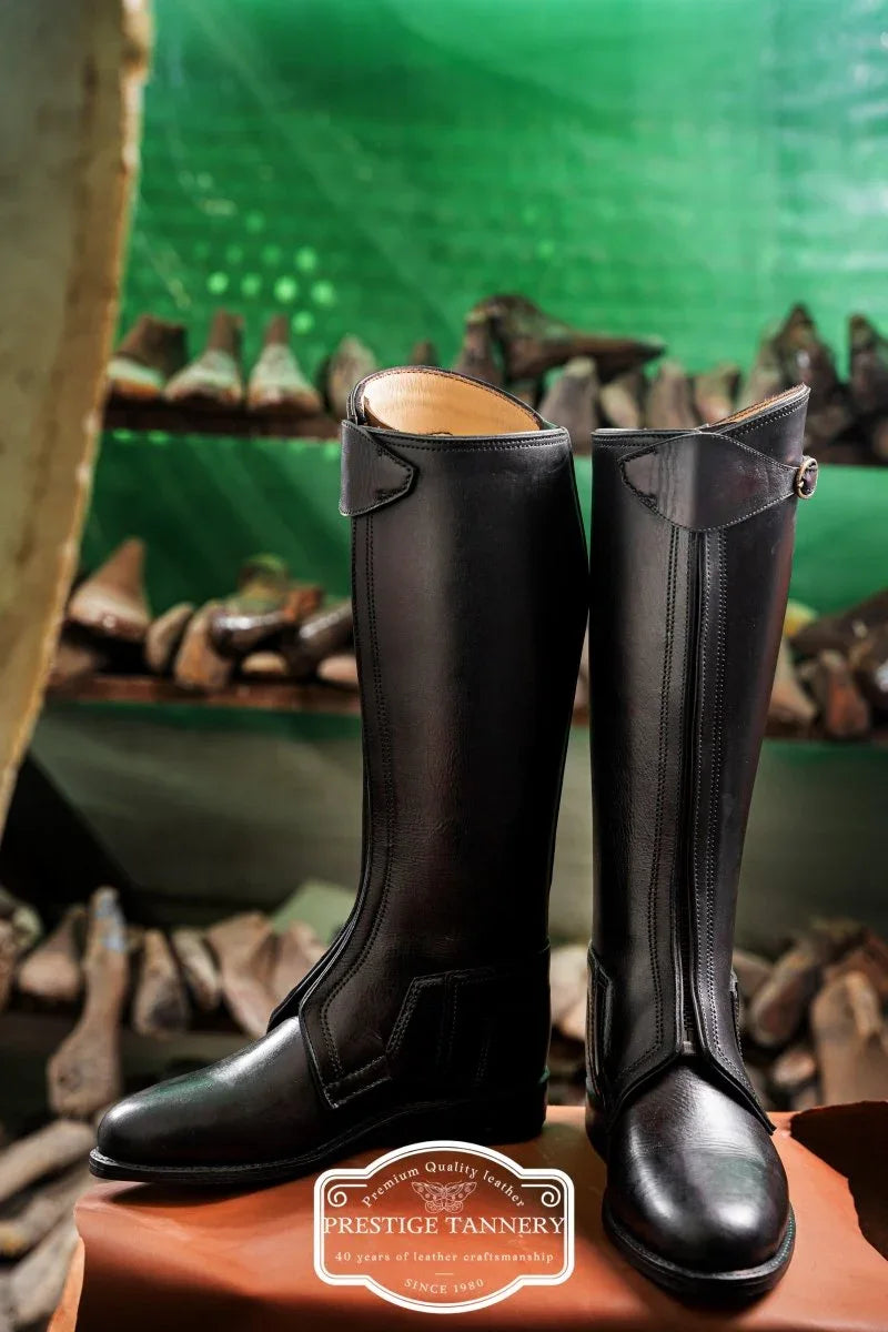 Men's Polo Riding Boots - Handcrafted Full-Grain Leather with YKK Zipper and Buffalo Sole - Allen-Fitness