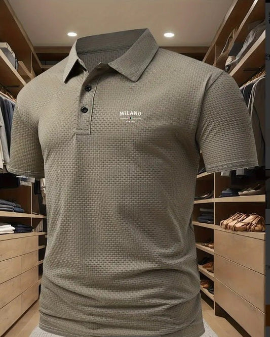 Men's Printed Short - sleeved Lapel Shirt Polo - Allen - Fitness