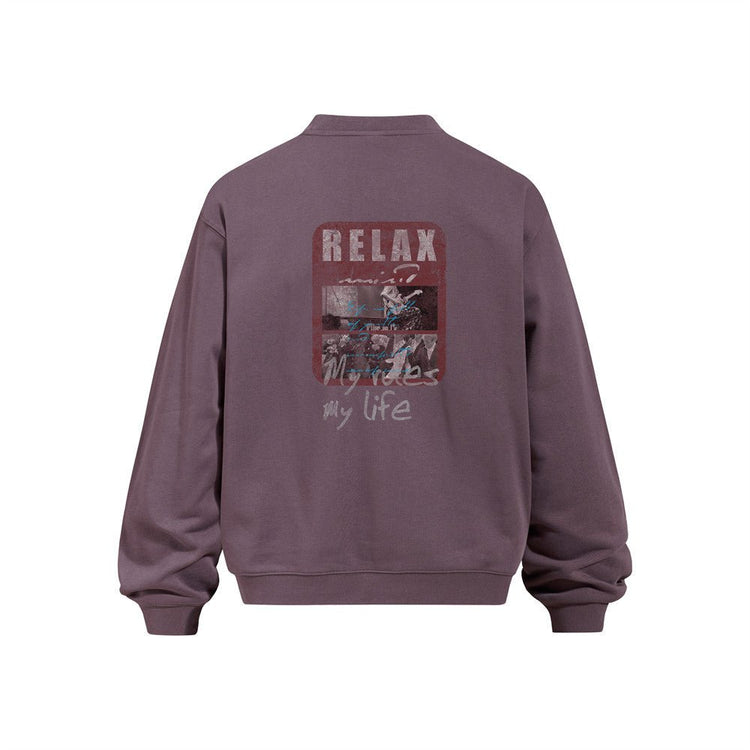 Men's Rap Guitar Portrait Print Crewneck Sweatshirt, Loose Fit Heavyweight Casual Pullover - Premium Fitness & Activewear