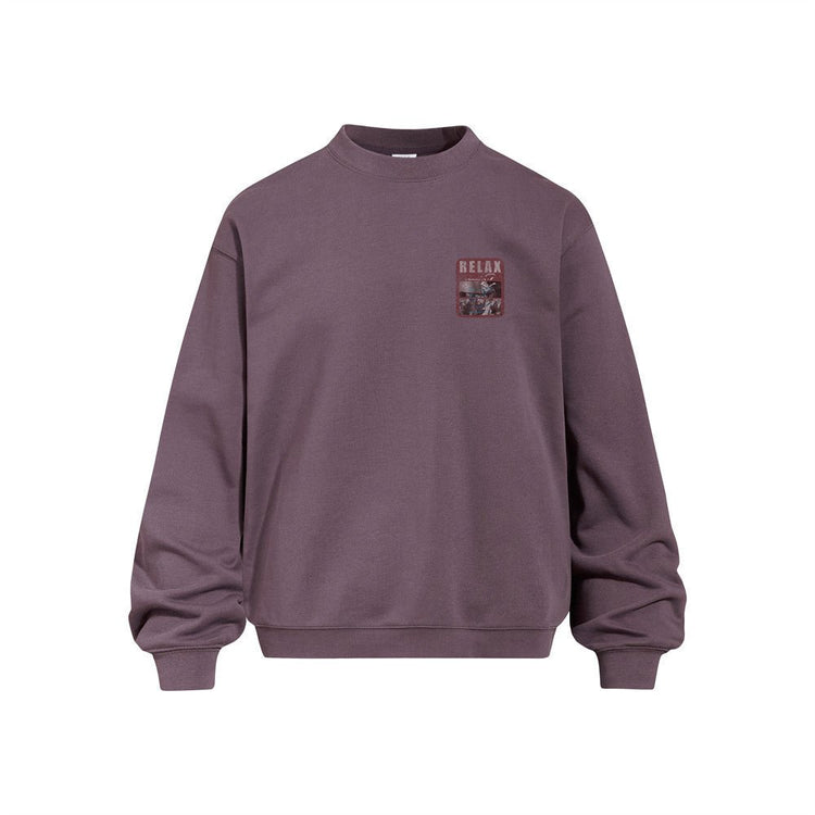 Men's Rap Guitar Portrait Print Crewneck Sweatshirt, Loose Fit Heavyweight Casual Pullover - Premium Fitness & Activewear