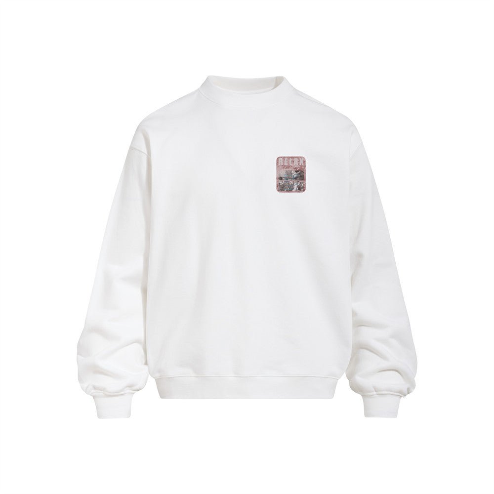 Men's Rap Guitar Portrait Print Crewneck Sweatshirt, Loose Fit Heavyweight Casual Pullover - Premium Fitness & Activewear